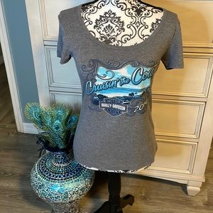 Women’s Cruisin, the Coast Harley Davidson canvas T-shirt, small